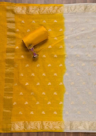 Mustard Threadwork Cotton Unstitched Salwar Suit