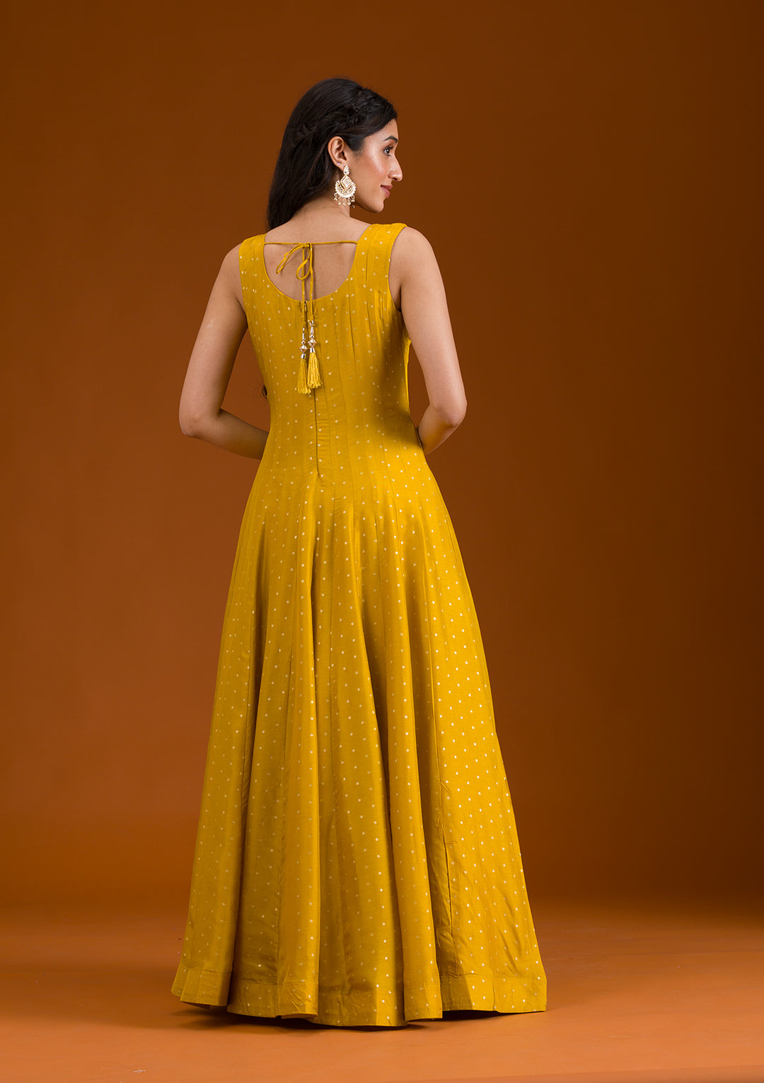Mustard Threadwork Georgette Readymade Salwar Suit