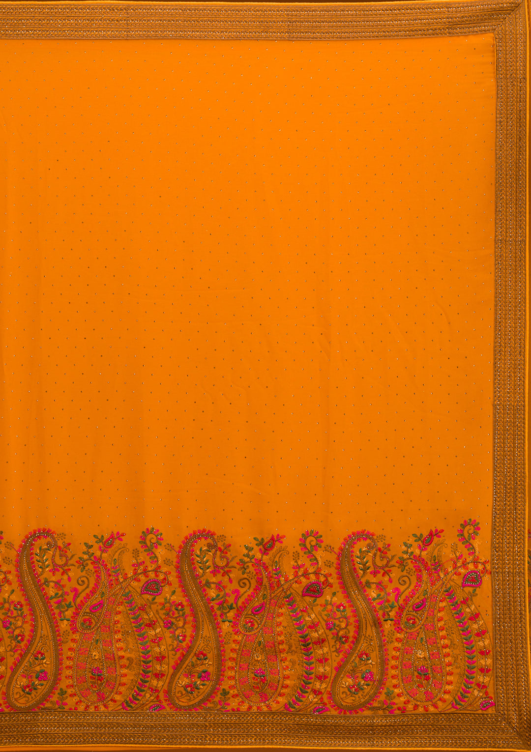 Mustard Threadwork Georgette Saree