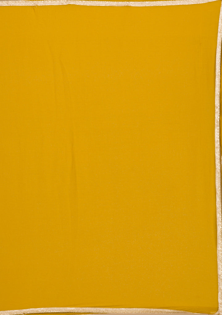 Mustard Threadwork Raw Silk Readymade Salwar Suit