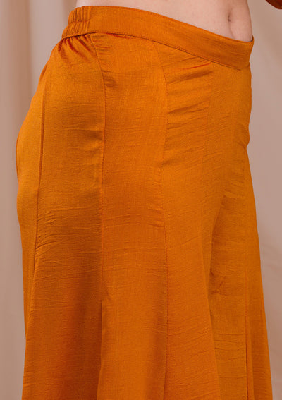 Mustard Zariwork Art Silk Readymade Sharara Suit