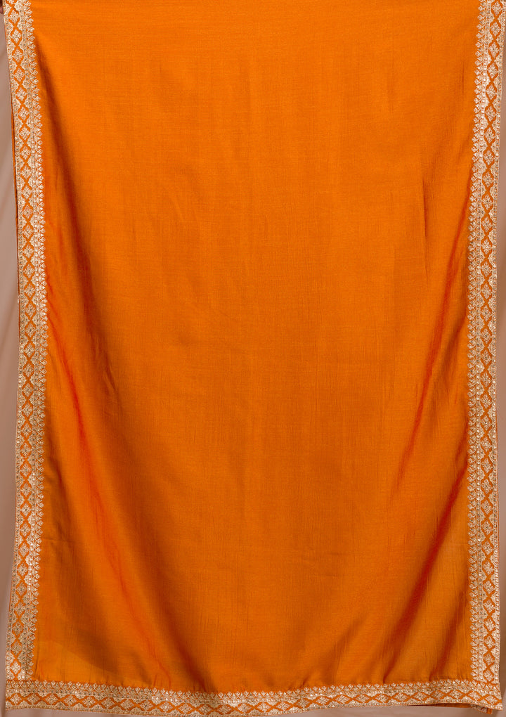 Mustard Zariwork Art Silk Readymade Sharara Suit