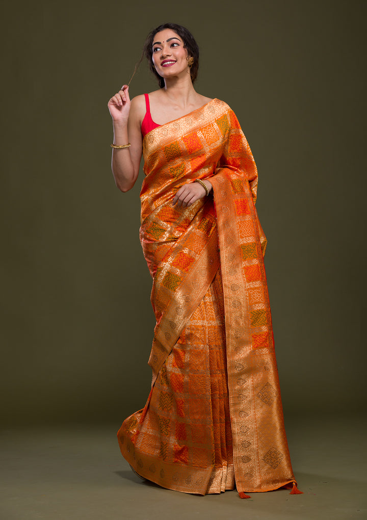 Mustard Zariwork Art Silk Saree-Koskii