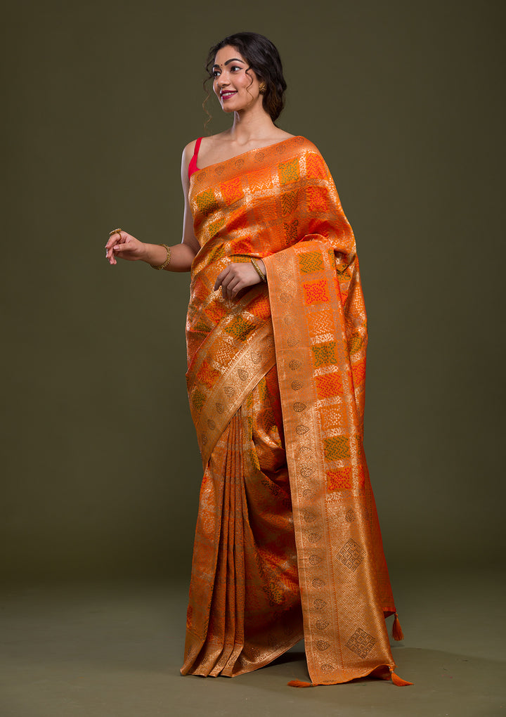 Mustard Zariwork Art Silk Saree-Koskii