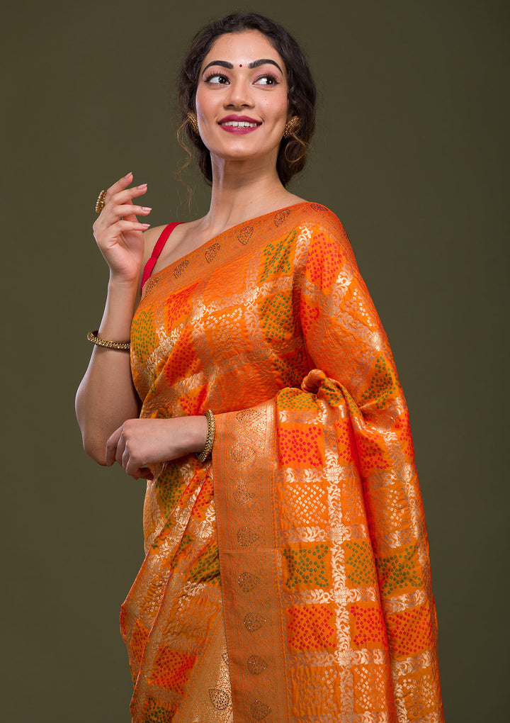 Mustard Zariwork Art Silk Saree-Koskii
