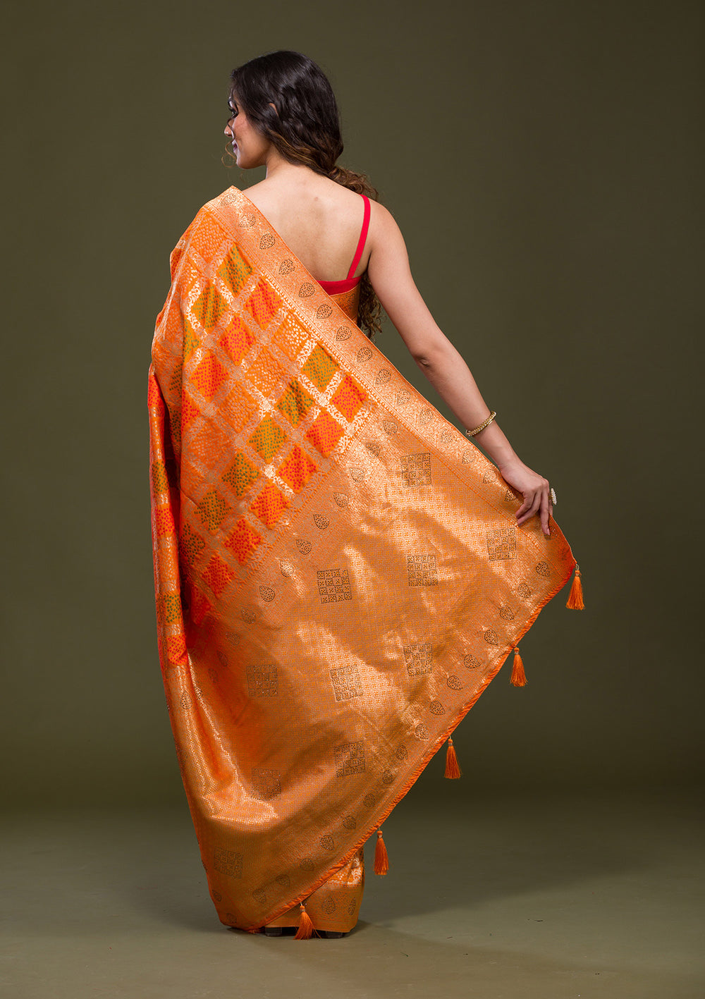 Mustard Zariwork Art Silk Saree-Koskii