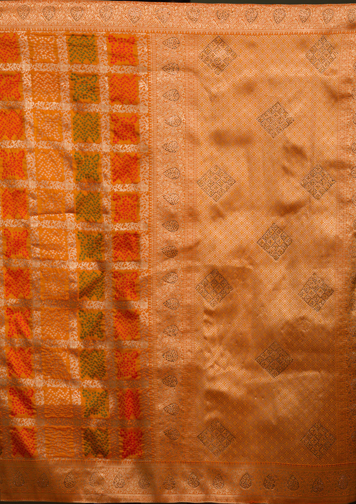 Mustard Zariwork Art Silk Saree-Koskii