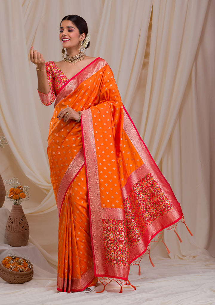 Mustard Zariwork Banarasi Silk Saree-Koskii