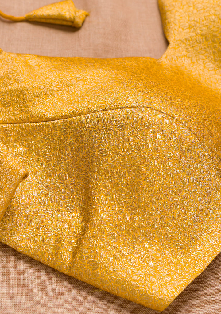 Mustard Zariwork Banarasi Blouse