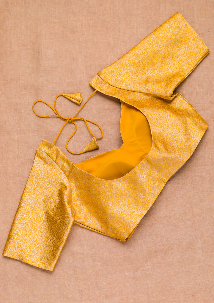 Mustard Zariwork Banarasi Blouse