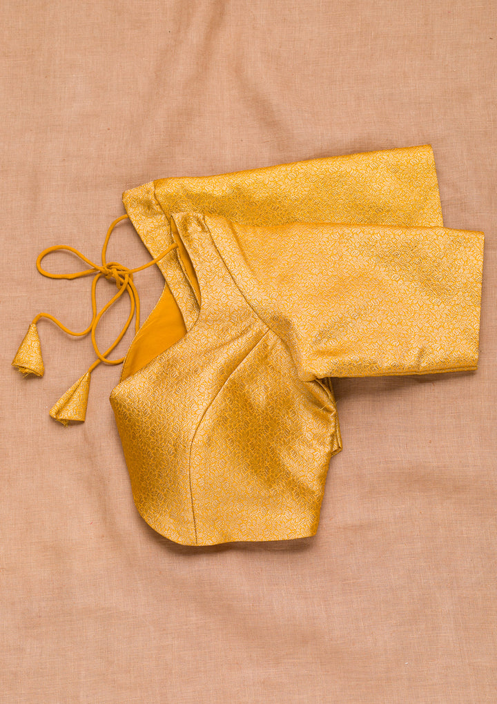 Mustard Zariwork Banarasi Blouse