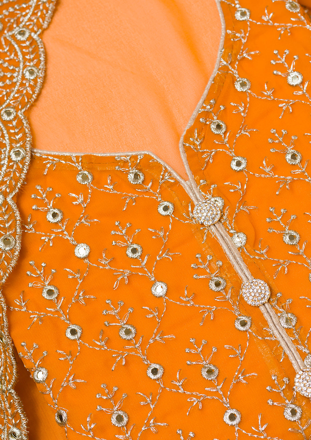 Mustard Zariwork Georgette Unstitched Salwar Suit