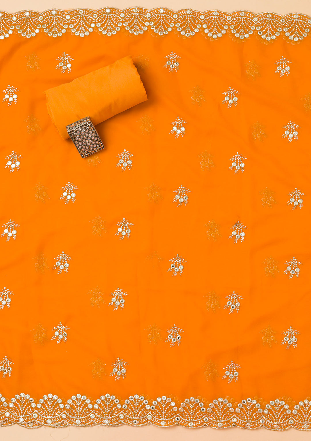 Mustard Zariwork Georgette Unstitched Salwar Suit