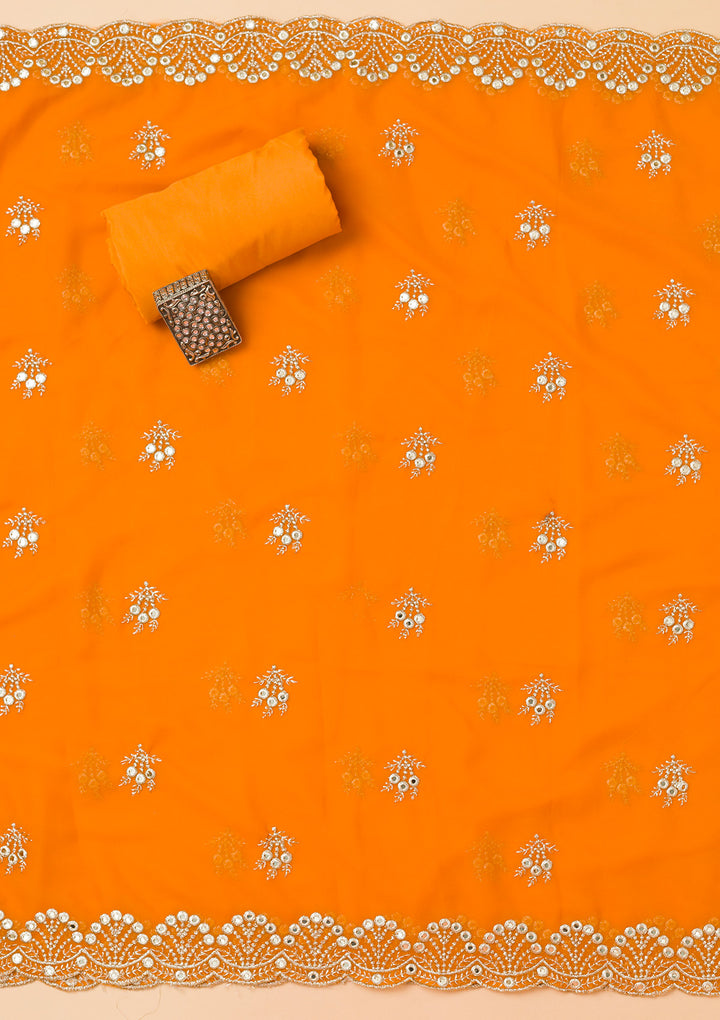 Mustard Zariwork Georgette Unstitched Salwar Suit