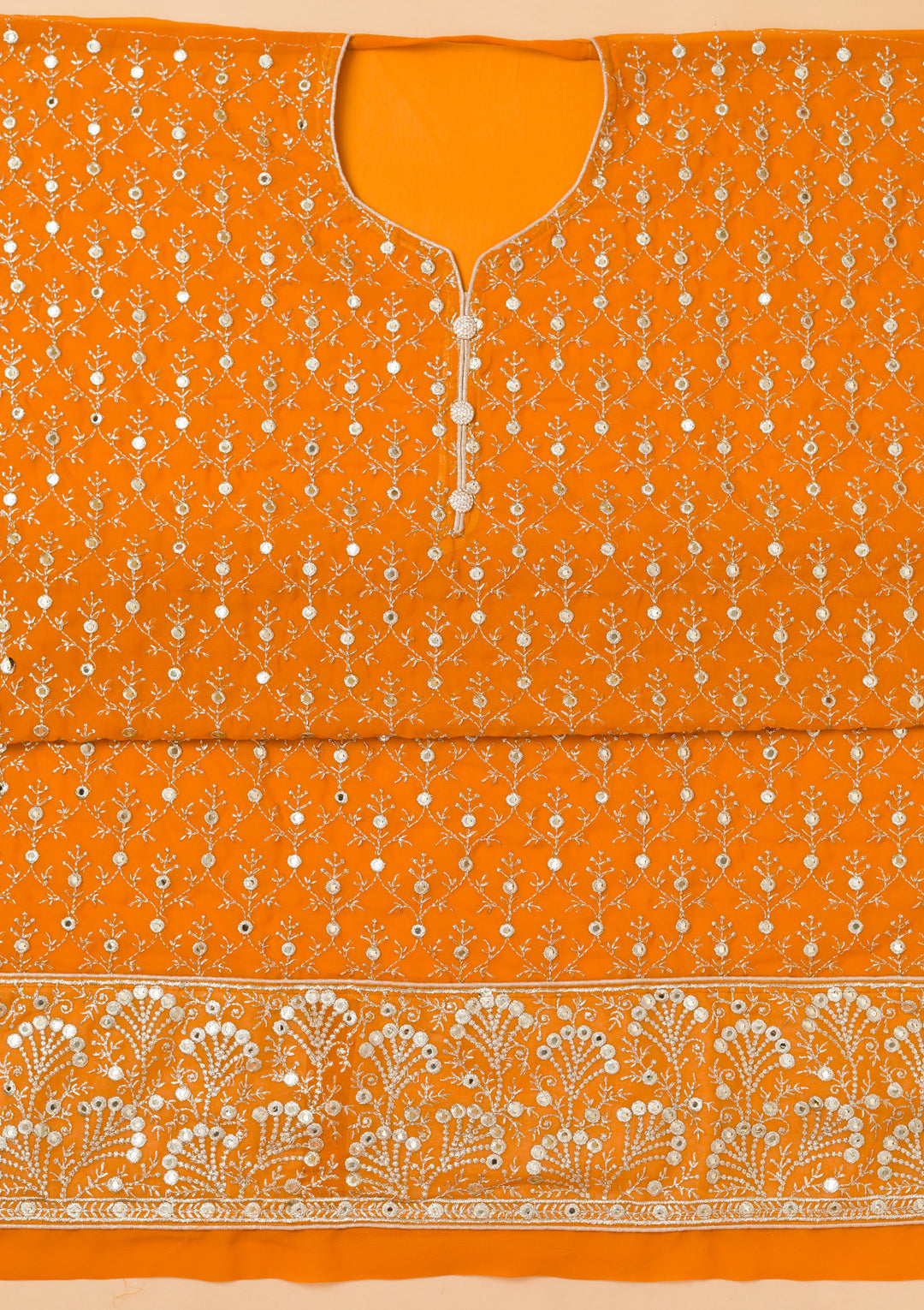 Mustard Zariwork Georgette Unstitched Salwar Suit