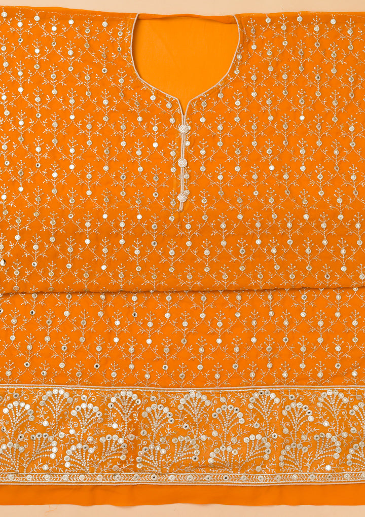 Mustard Zariwork Georgette Unstitched Salwar Suit