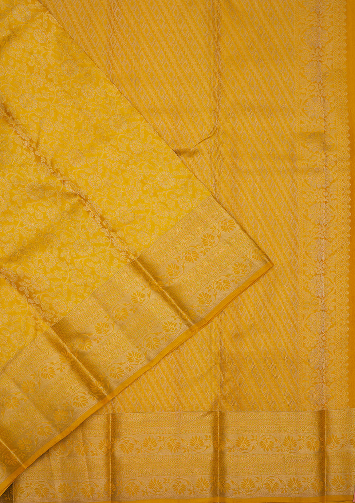 Mustard Zariwork Pure Silk Saree