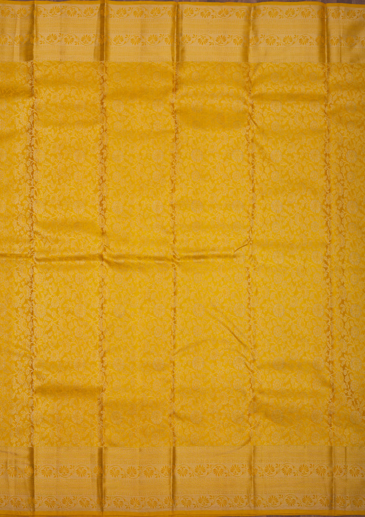 Mustard Zariwork Pure Silk Saree