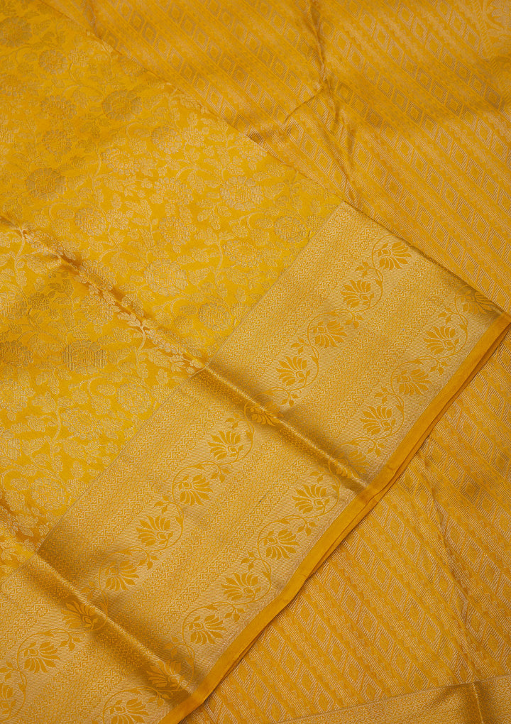 Mustard Zariwork Pure Silk Saree