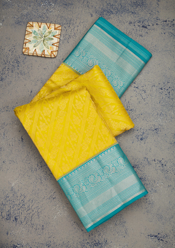 Mustard Zariwork Pure Silk Saree