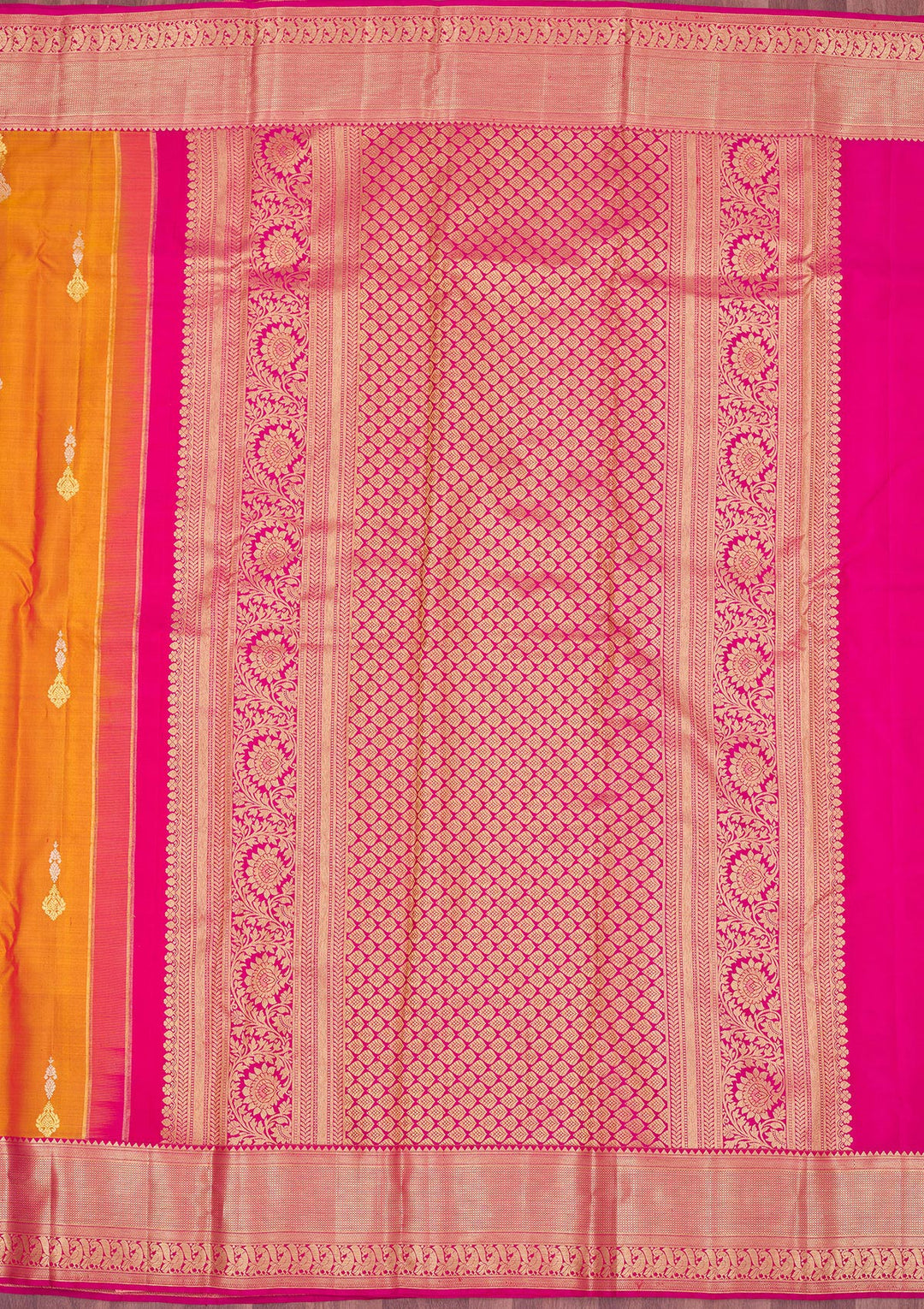 Mustard Zariwork Pure Silk Saree