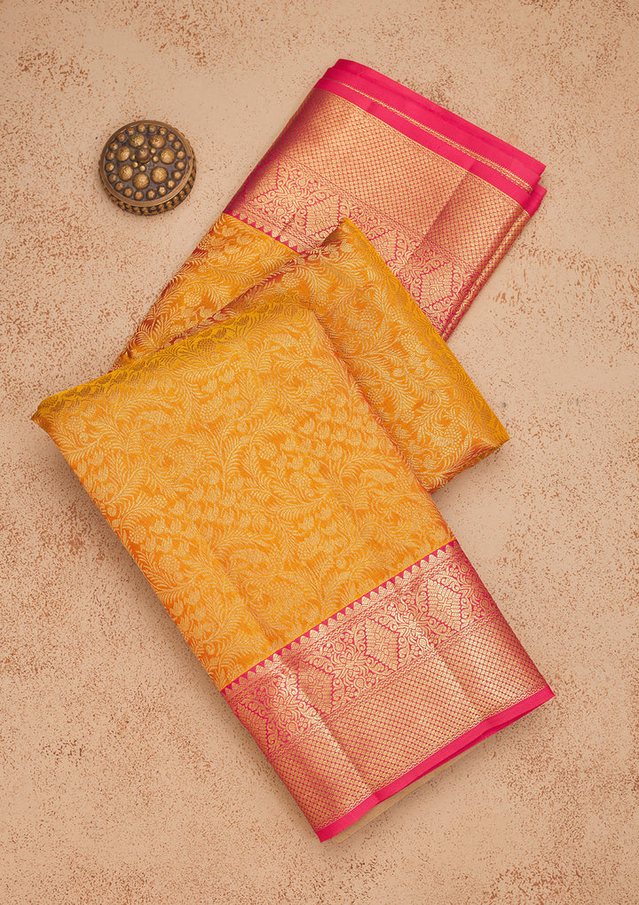 Mustard Zariwork Pure Silk Saree