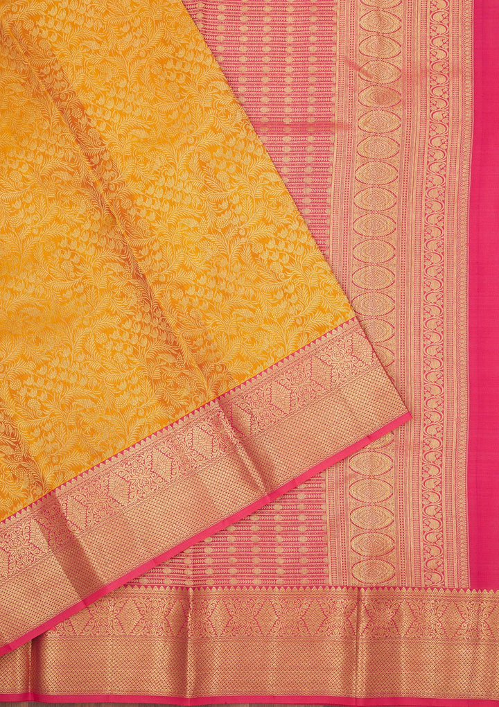 Mustard Zariwork Pure Silk Saree