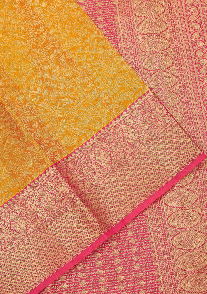 Mustard Zariwork Pure Silk Saree