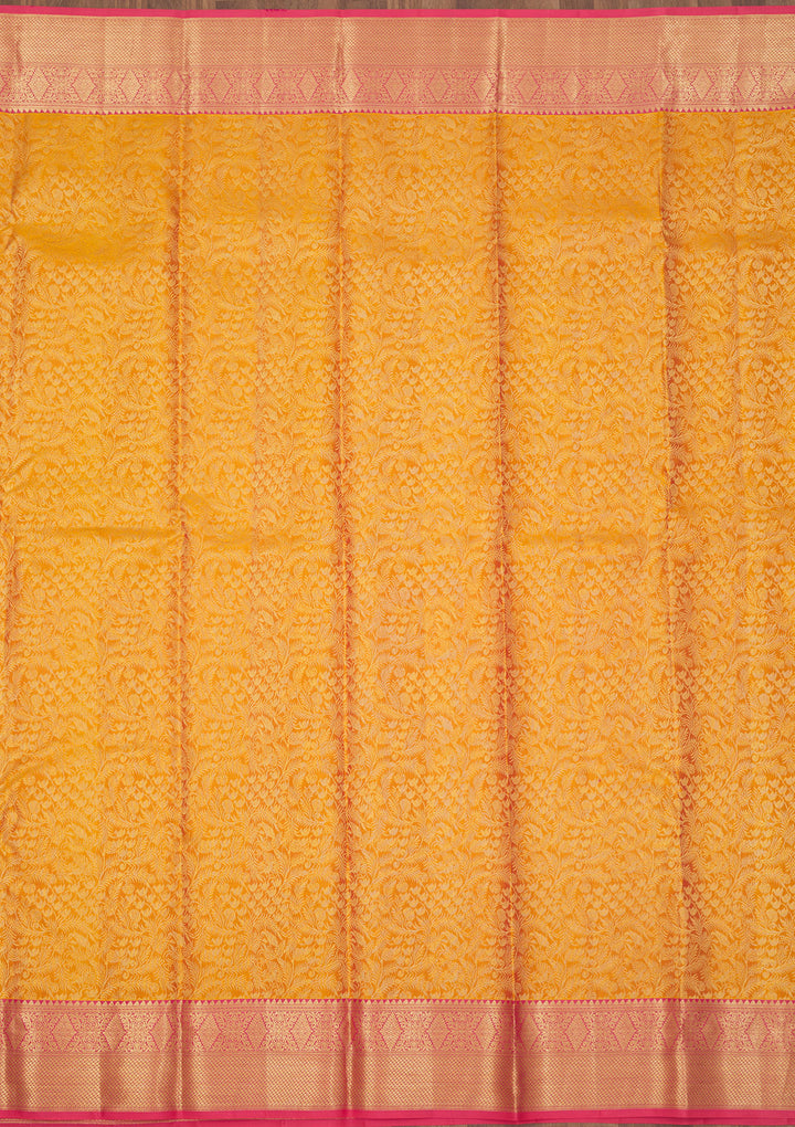Mustard Zariwork Pure Silk Saree