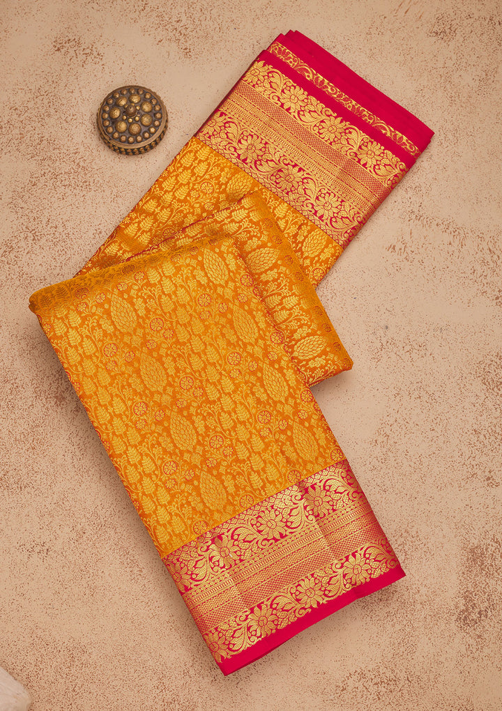 Mustard Zariwork Pure Silk Saree