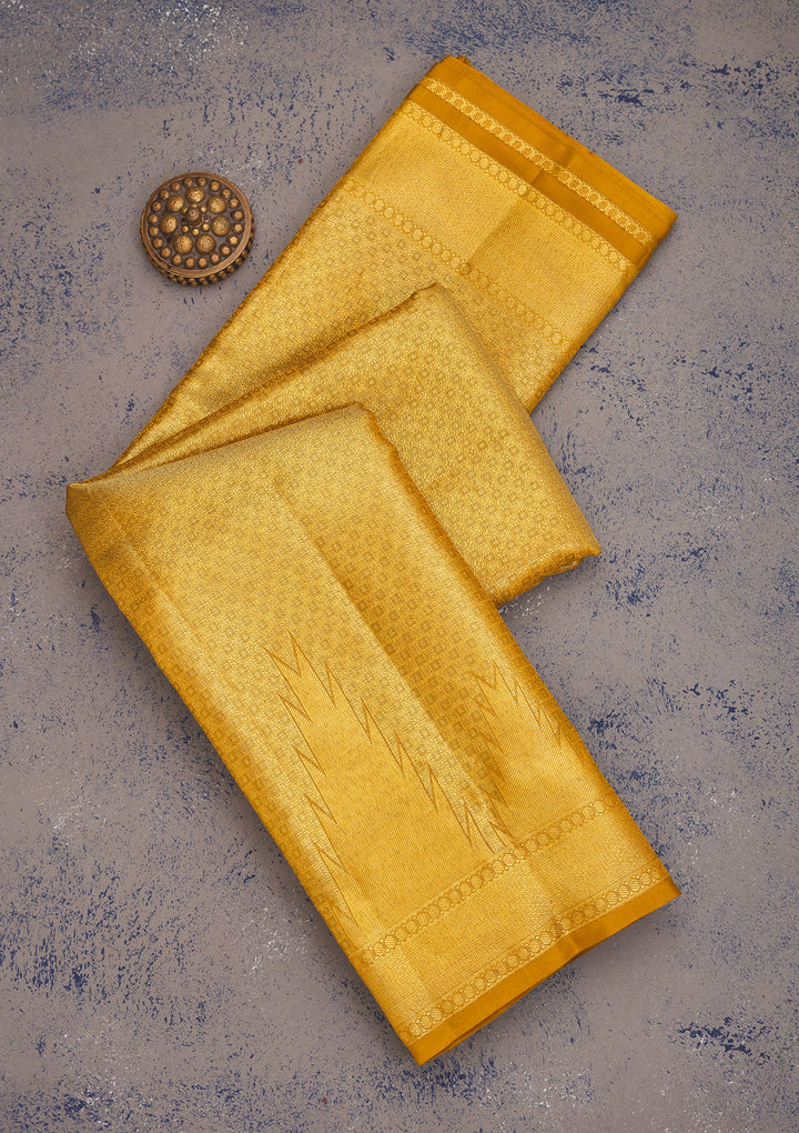 Mustard Zariwork Pure Silk Saree