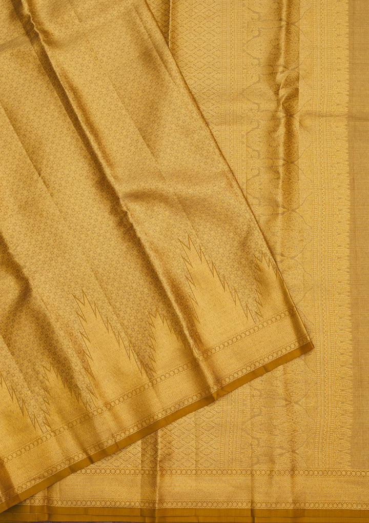 Mustard Zariwork Pure Silk Saree
