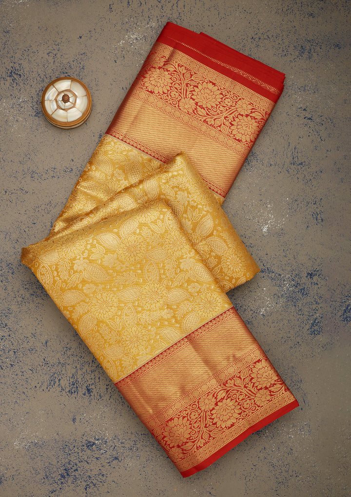 Mustard Zariwork Pure Silk Saree