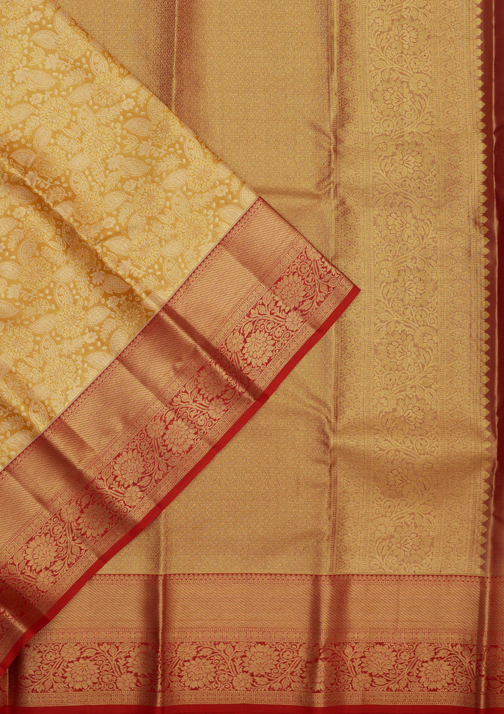 Mustard Zariwork Pure Silk Saree