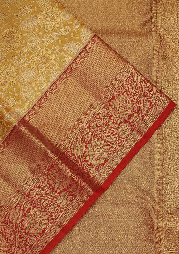 Mustard Zariwork Pure Silk Saree