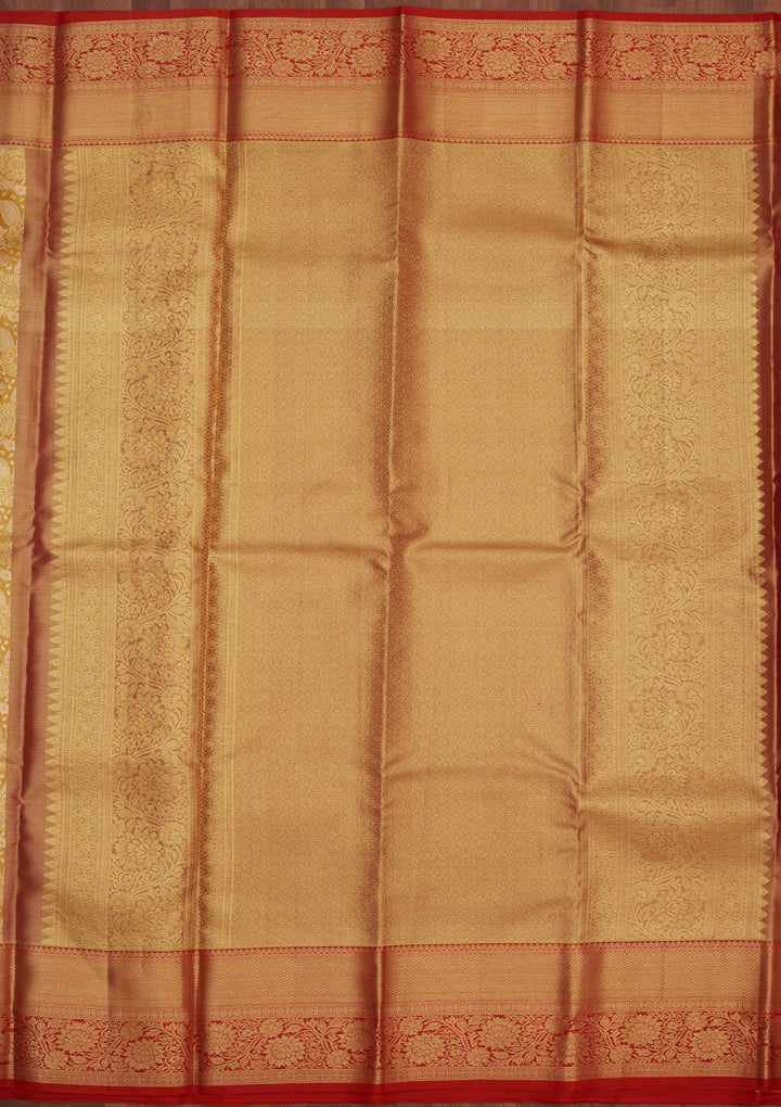 Mustard Zariwork Pure Silk Saree