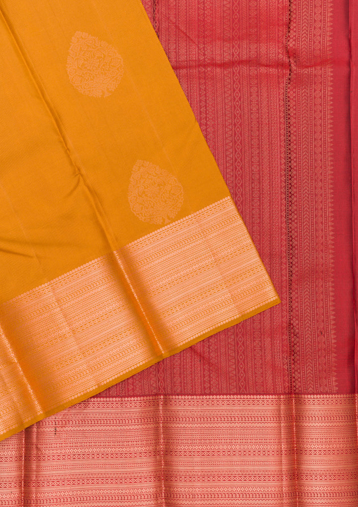 Mustard Zariwork Kanjivaram Pure Silk Saree