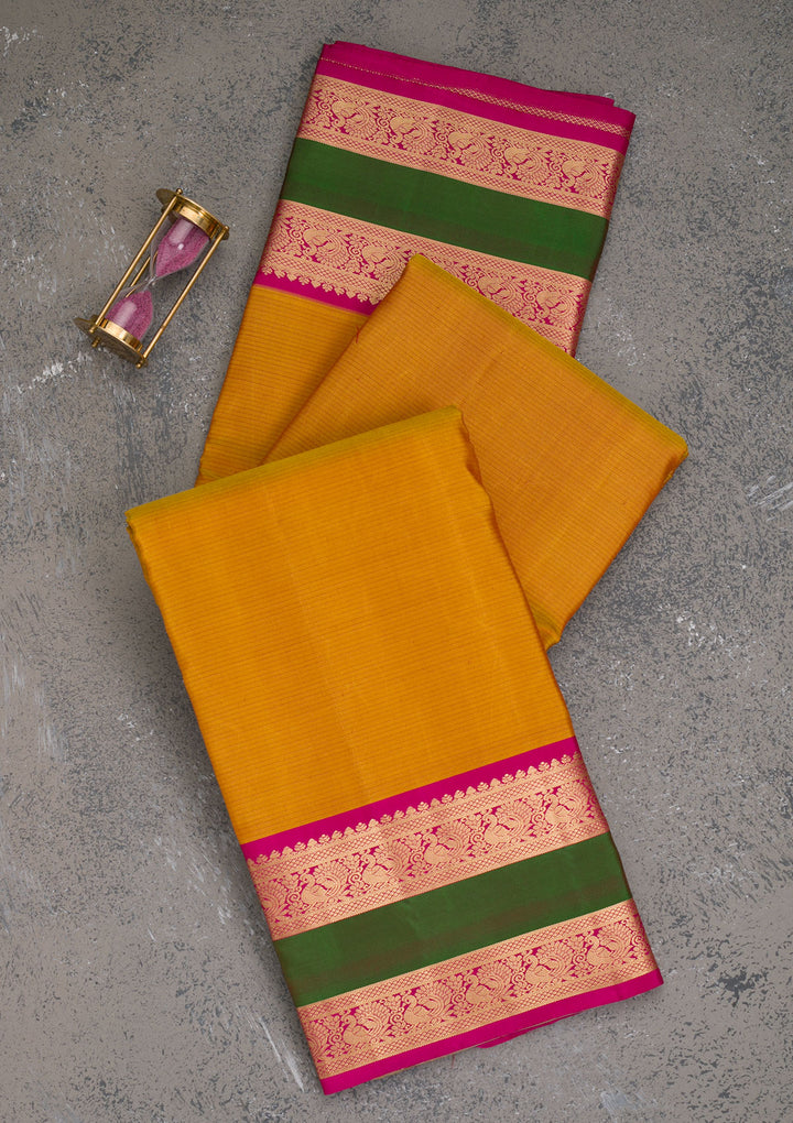 Mustard Zariwork Kanjivaram Pure Silk Saree