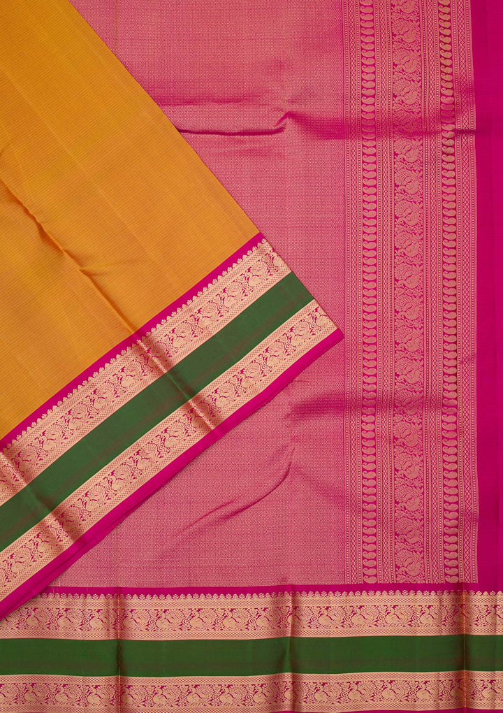 Mustard Zariwork Kanjivaram Pure Silk Saree