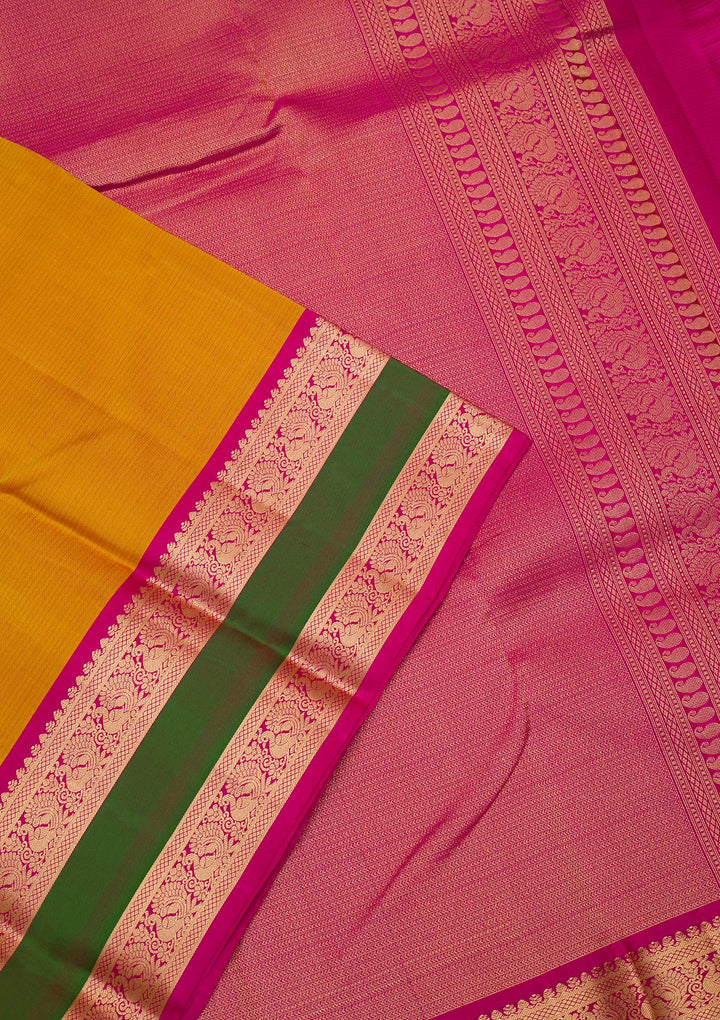 Mustard Zariwork Kanjivaram Pure Silk Saree