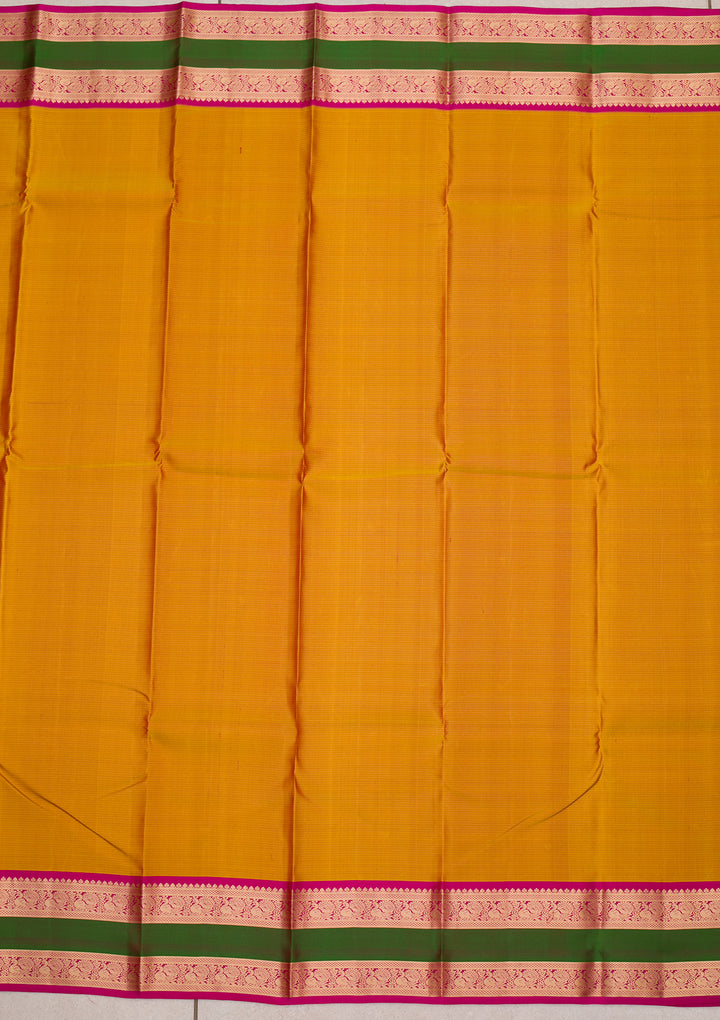 Mustard Zariwork Kanjivaram Pure Silk Saree