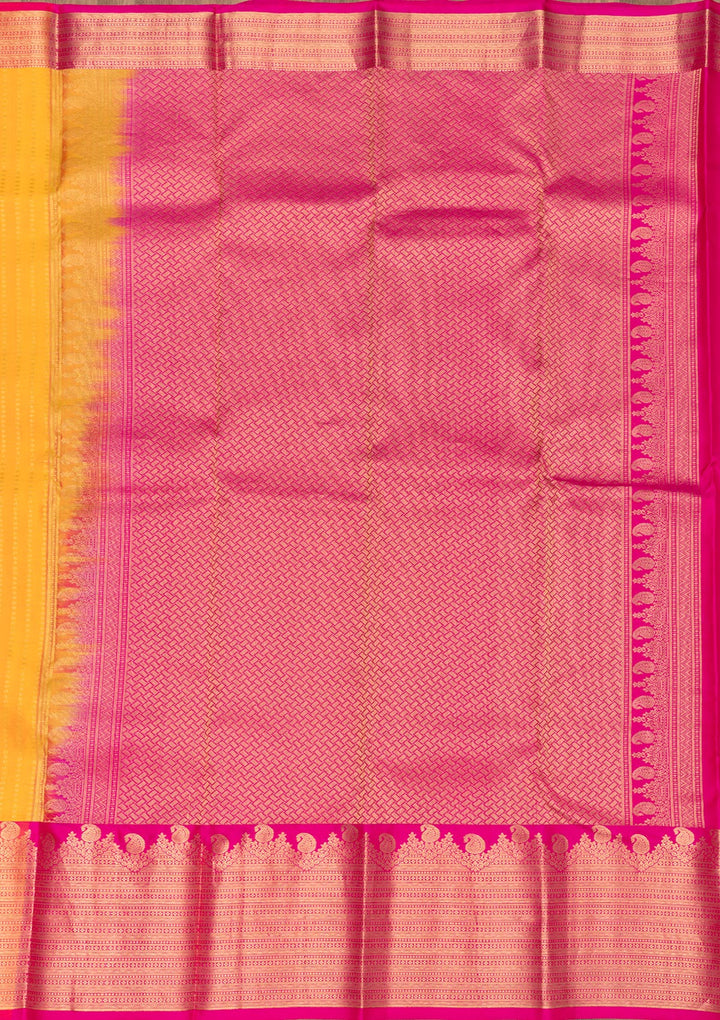 Mustard Zariwork Kanjivaram Pure Silk Saree
