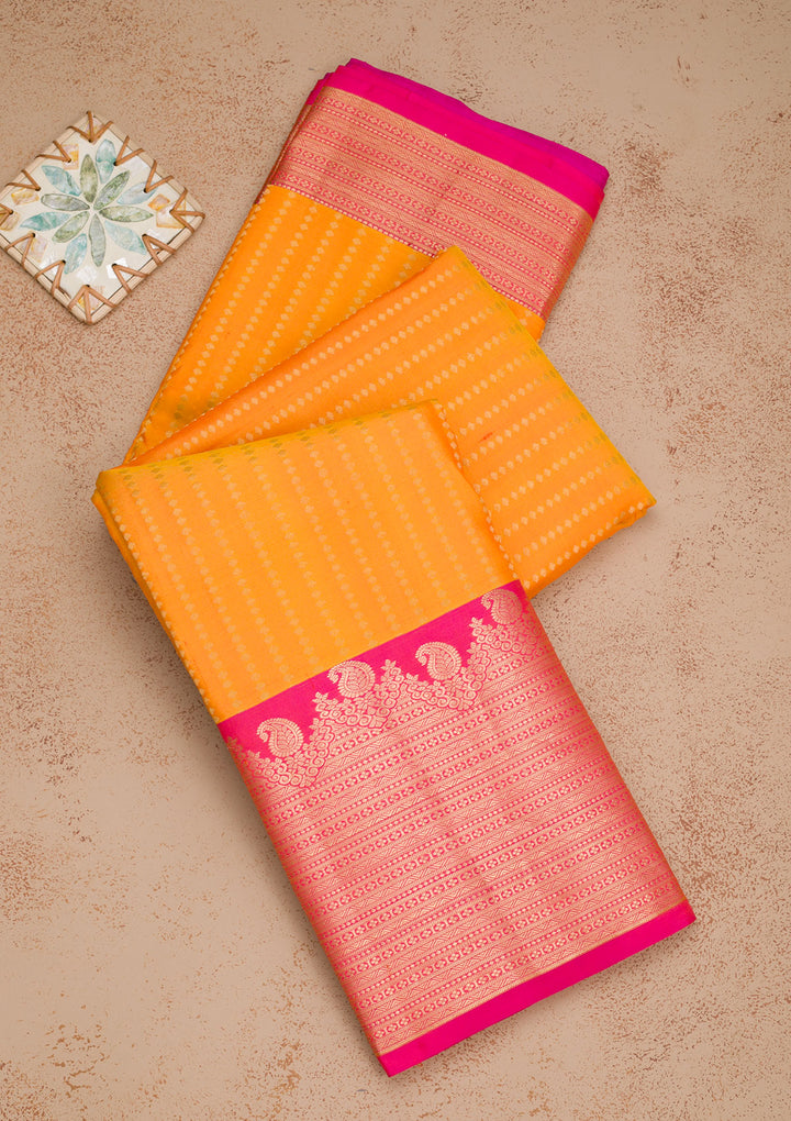 Mustard Zariwork Kanjivaram Pure Silk Saree