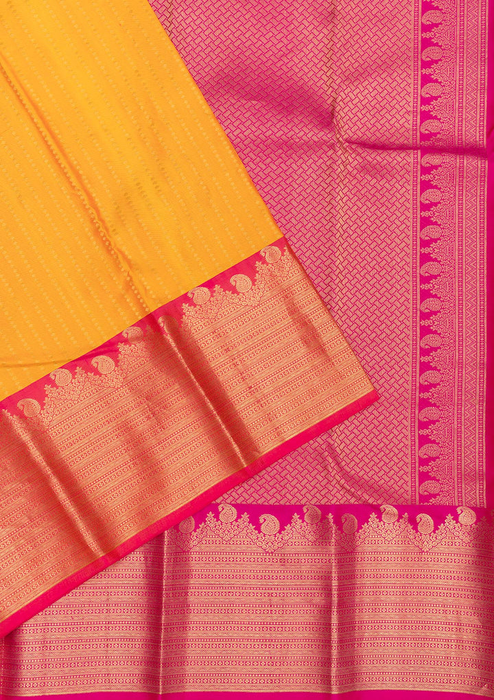 Mustard Zariwork Kanjivaram Pure Silk Saree