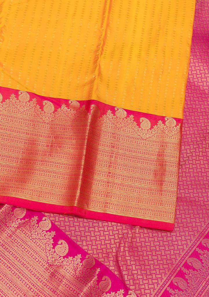 Mustard Zariwork Kanjivaram Pure Silk Saree