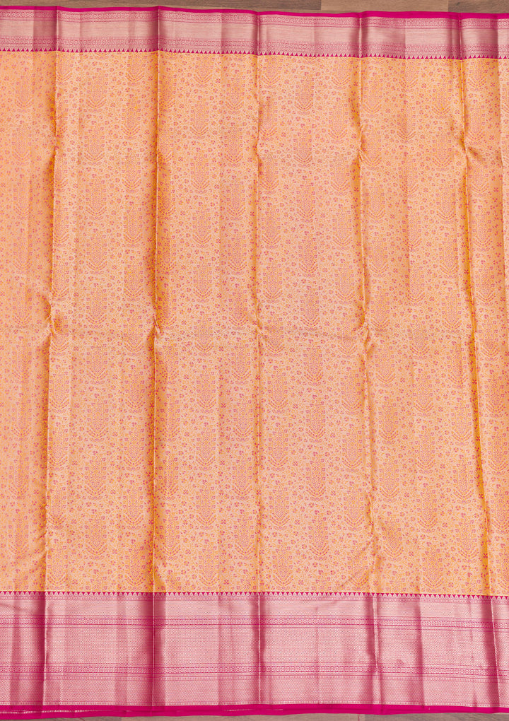 Mustard Zariwork Pure Silk Saree-Koskii