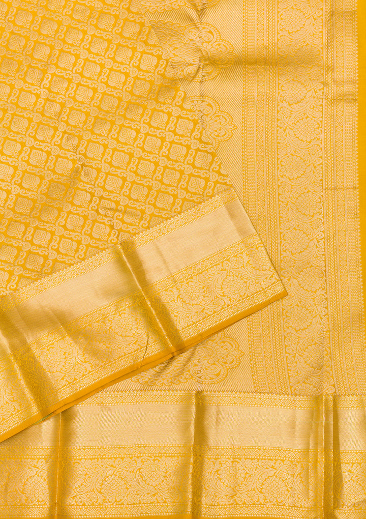 Mustard Zariwork Pure Silk Saree