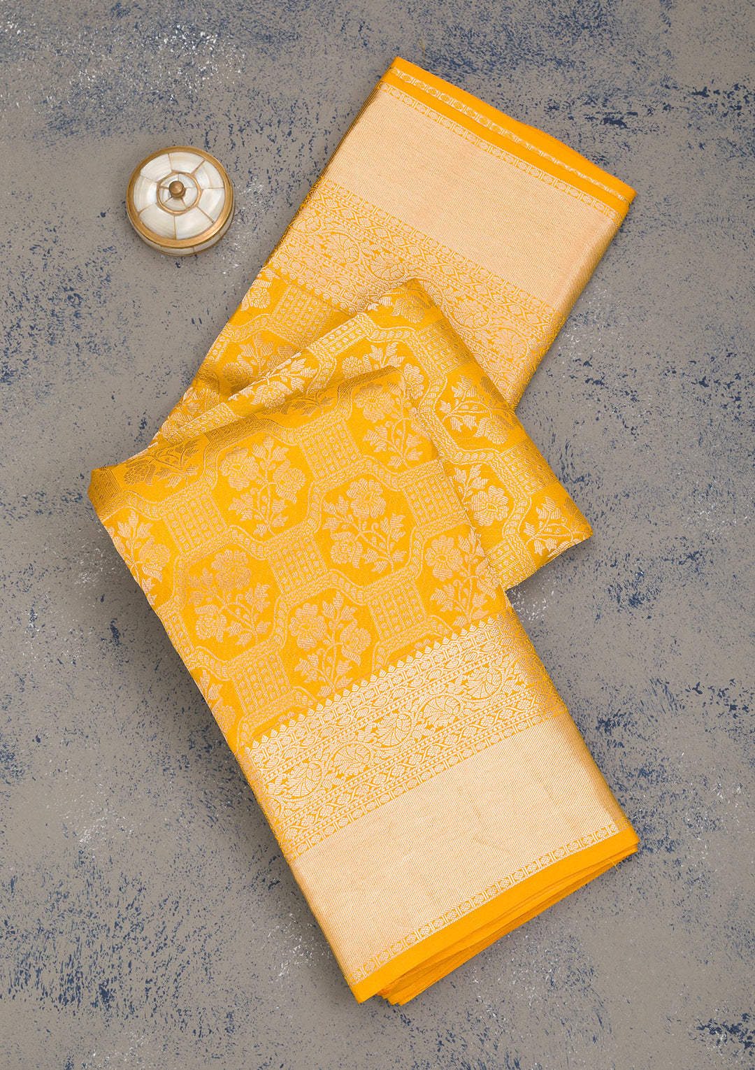 Mustard Zariwork Pure Silk Saree