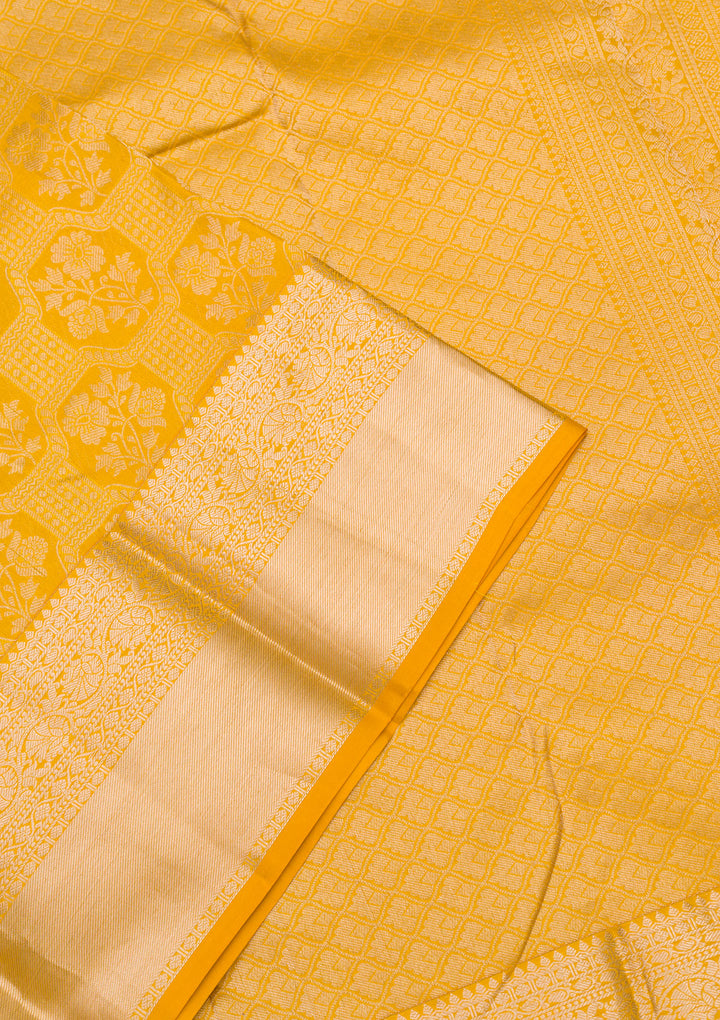 Mustard Zariwork Pure Silk Saree