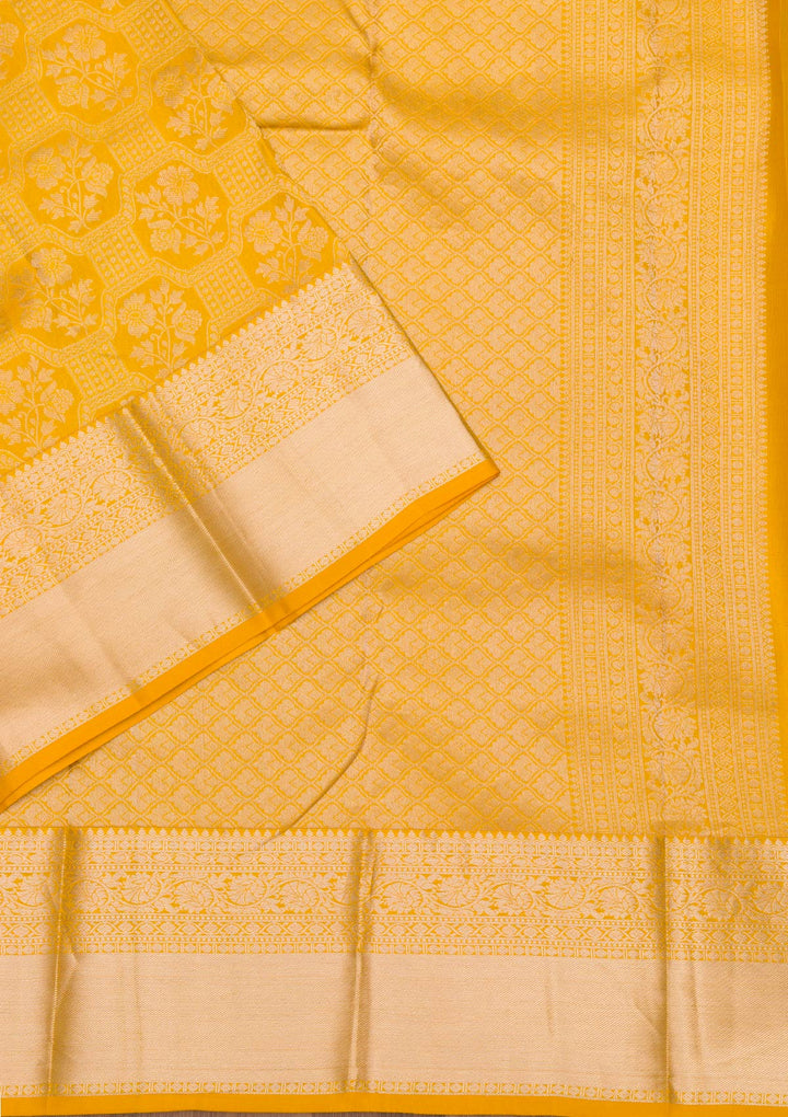 Mustard Zariwork Pure Silk Saree